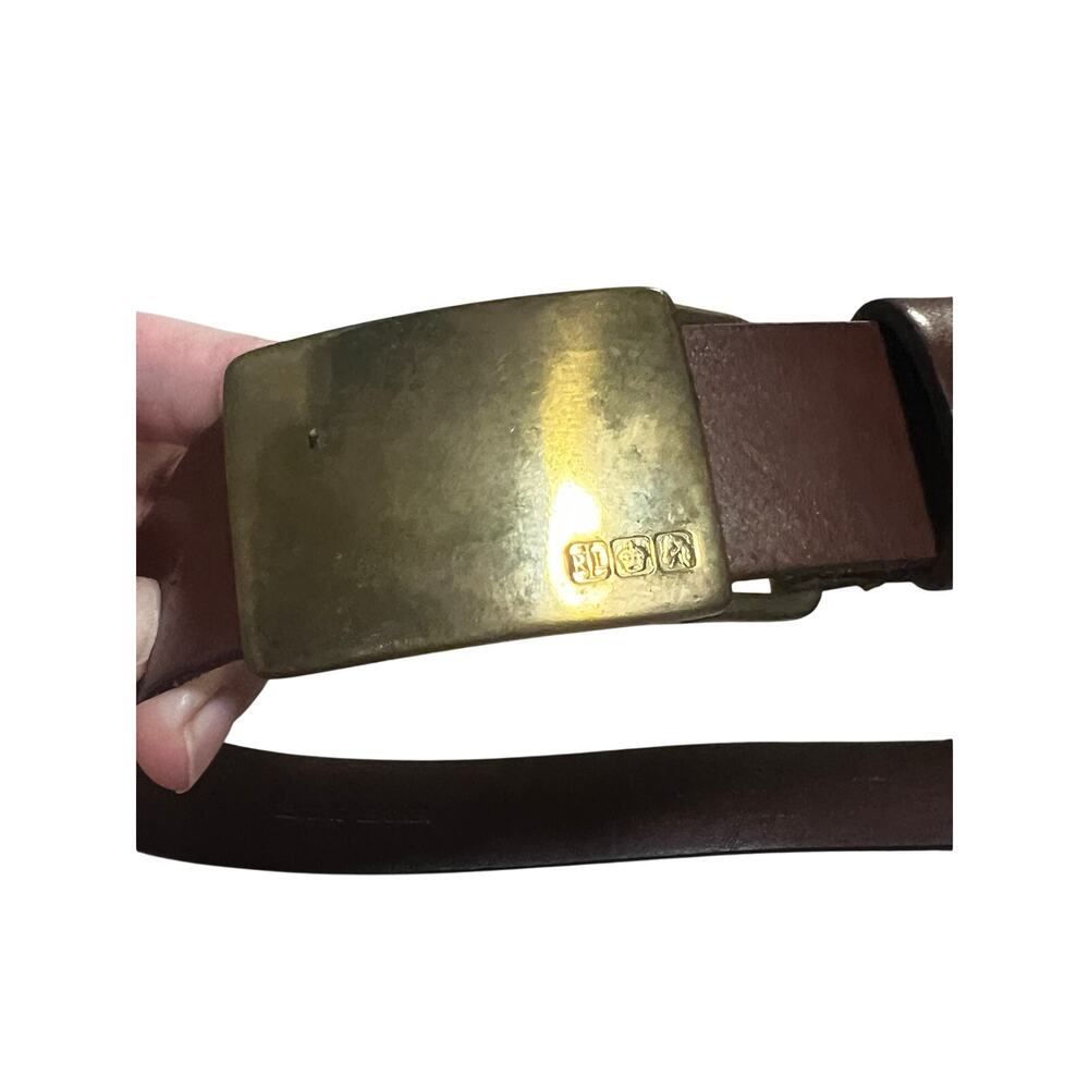 Ralph Lauren Brown Leather Adjustable Belt Size Small Brass Buckle - Picture 3 of 9